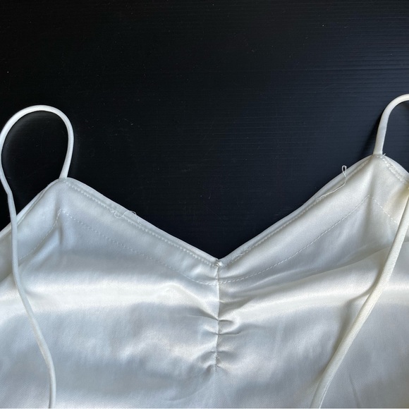 REINA DIAZ COLECCION 5 SEQUINED TANK TOP WHITE PINCHED DEEP V GREAT FOR LAYERING - Picture 6 of 15